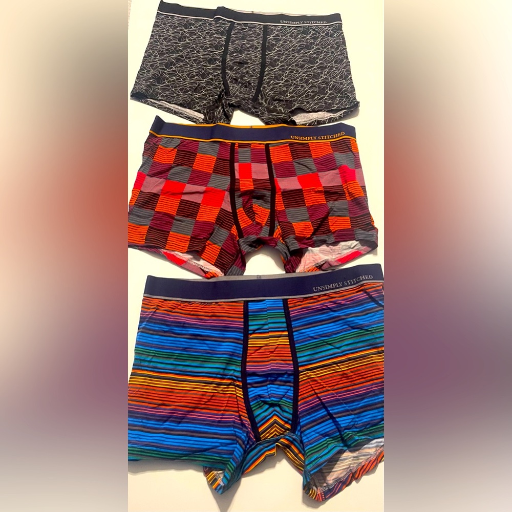UNSIMPLY STITCHED 3-Pack Assorted Stretch Cotton Trunks  NWOT set
